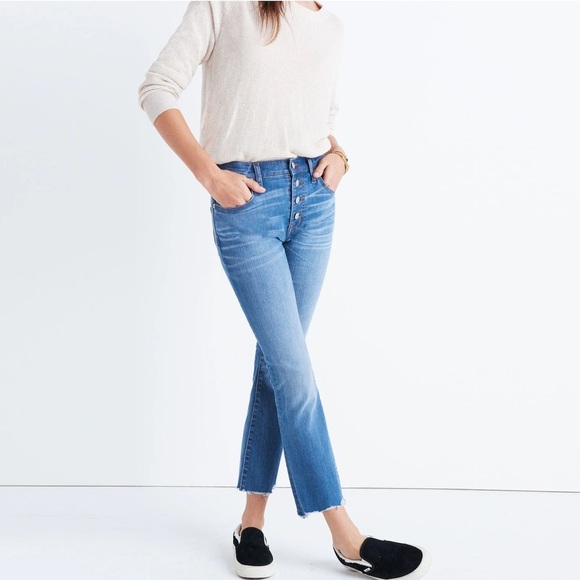 Madewell NWOT Cali Demi-Boot Jeans: Chewed-Hem Edition Size 26 - Picture 2 of 7
